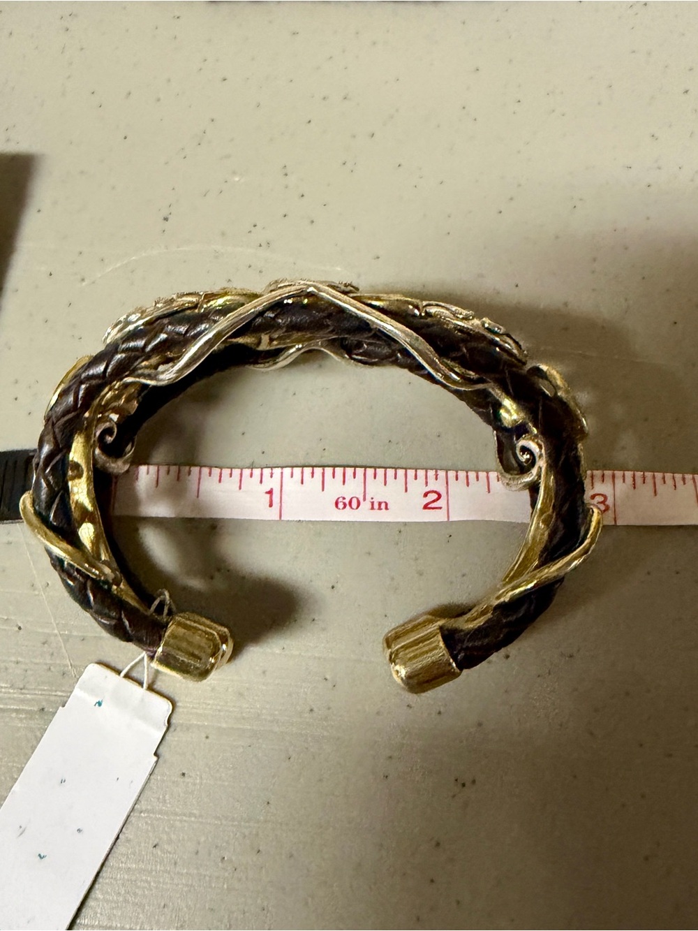 CAROLYN POLLACK American West Sterling Silver Brass  Braided Leather Cuff NEW - Picture 9 of 9
